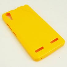 Силиконов калъф / гръб / TPU за Lenovo A6000 / A6010 - жълт / гланц