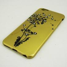 Ултра тънък силиконов калъф / гръб / TPU Ultra Thin за Apple iPhone 6 Plus 5.5'' - златист / цвете с камъни