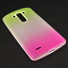 Силиконов калъф / гръб / TPU за LG G3 D850 - жълто и розово / преливащ