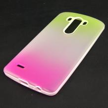 Силиконов калъф / гръб / TPU за LG G3 D850 - жълто и розово / преливащ