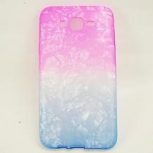 Силиконов калъф / гръб / TPU за Samsung Galaxy J7 - розово и синьо / скреж