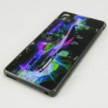 Силиконов калъф / гръб / TPU за Sony Xperia M4 / M4 Aqua - черен / цветна кола