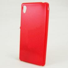 Ултра тънък силиконов калъф / гръб / TPU Ultra Thin за Sony Xperia Z5 Premium - червен / блестящ