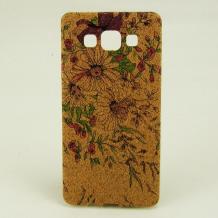 Ултра тънък силиконов калъф / гръб / TPU Ultra Thin за Samsung Galaxy A5 SM-A500F / Samsung A5 - лилави цветя / кафяв 4
