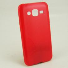 Ултра тънък силиконов калъф / гръб / TPU Ultra Thin за Samsung J500 Galaxy J5 - червен / блестящ