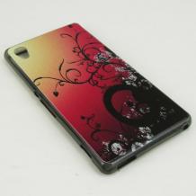 Силиконов калъф / гръб / TPU за Sony Xperia M4 / M4 Aqua - преливащ / червен Floral