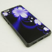 Силиконов калъф / гръб / TPU за Huawei Ascend P8 Lite / Huawei P8 Lite - лилав / бели цветя