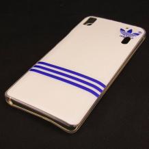 Силиконов калъф / гръб / TPU за Lenovo A7000 - бяло и синьо / Adidas