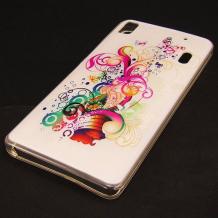 Силиконов калъф / гръб / TPU за Lenovo A7000 - бял / Colorful Floral