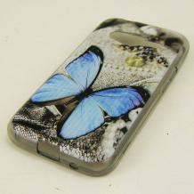 Силиконов калъф / гръб / TPU за Samsung Galaxy Ace 4 G313 - сив / синя пеперуда
