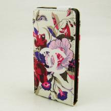 Кожен калъф Flip тефтер Flexi за HTC Desire 526G - цветен / цветя