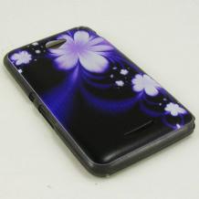Силиконов калъф / гръб / TPU за Sony Xperia E4 - лилав / бели цветя
