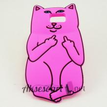 Силиконов калъф / гръб / TPU 3D за Samsung Galaxy S6 G920 - Bad Cat / цикламен