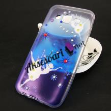 Ултра тънък силиконов калъф / гръб / Ultra Thin TPU за Samsung Galaxy J5 / Samsung J5 - син с камъни / феи