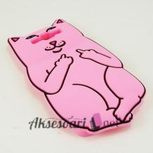 Силиконов калъф / гръб / TPU 3D за Samsung Galaxy A5 SM-A500F / Samsung A5 - Bad Cat / розов