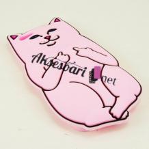 Силиконов калъф / гръб / TPU 3D за Apple iPhone 5 / iPhone 5S - Bad Cat / розов