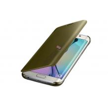 Луксозен калъф Clear View Cover с твърд гръб за Samsung Galaxy S7 G930 - златист