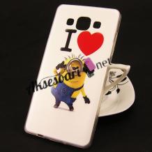 Силиконов калъф / гръб / TPU за Samsung Galaxy A5 A500F / Samsung A5 - бял / миньон / minion