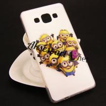 Силиконов калъф / гръб / TPU за Samsung Galaxy A3 A300F / Samsung A3 - бял / minions / миниьони