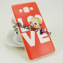 Силиконов калъф / гръб / TPU за Samsung Galaxy A3 A300F / Samsung A3 - оранжев / minion / LOVE