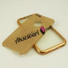Луксозен силиконов калъф / гръб / TPU U.R.V. с камъни за Apple iPhone 6 Plus / iPhone 6S Plus - златист / брокат / 2in1