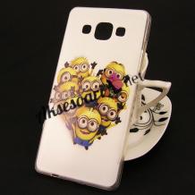 Силиконов калъф / гръб / TPU за Samsung Galaxy J7 / Samsung J7 - бял / миньони / minions