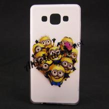 Силиконов калъф / гръб / TPU за Samsung Galaxy J7 / Samsung J7 - бял / миньони / minions