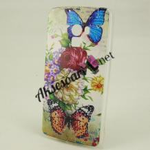 Ултра тънък силиконов калъф / гръб / TPU Ultra Thin за HTC Desire 728 - цветя и пеперуди