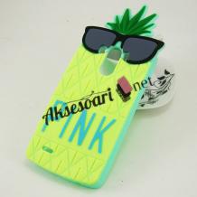 Силиконов калъф / гръб / TPU 3D за LG G3 D850 - pineapple / жълт ананас