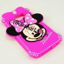 Силиконов калъф / гръб / TPU 3D за Samsung Galaxy S6 G920 - Minnie Mouse / цикламен с камък