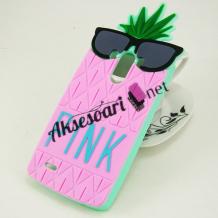 Силиконов калъф / гръб / TPU 3D за LG G3 D850 - pineapple / розов ананас