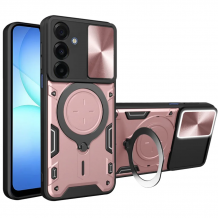 Удароустойчив твърд гръб / Кейс Defender Armor Ring Magnetic Holder lens cover Samsung Galaxy A57 - розов