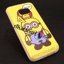 Силиконов калъф / гръб / TPU за Samsung Galaxy S6 Edge G925 - жълт / Minions & Milo