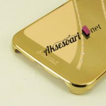 Луксозен твърд гръб RAYOUT diamond case за Samsung Galaxy S6 Edge G925 - златист / с камъни