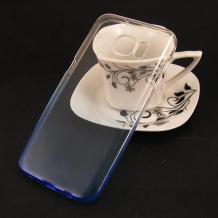 Ултра тънък силиконов калъф / гръб / TPU Ultra Thin за Samsung Galaxy S7 Edge G935 - преливащ / прозрачен със синьо