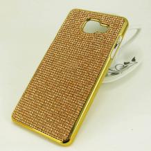 Луксозен твърд гръб с камъни за Samsung Galaxy A3 2016 A310 - златист