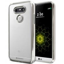 Луксозен силиконов калъф / гръб / TPU Mercury GOOSPERY Jelly Case RING 2 за LG G5 - прозрачен / сребрист кант