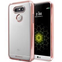 Луксозен силиконов калъф / гръб / TPU Mercury GOOSPERY Jelly Case RING 2 за LG G5 - прозрачен / Rose Gold кант
