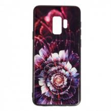 Луксозен силиконов калъф / гръб / TPU с Popsocket за Samsung Galaxy S9 G960 - червен / цвете / абстрактен