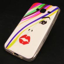 Силиконов калъф / гръб / TPU за Samsung Galaxy J3 - цветен / женско лице