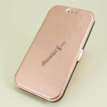 Кожен калъф Flip тефтер със стойка за Samsung Galaxy A6 Plus 2018 - Rose Gold / Flexi