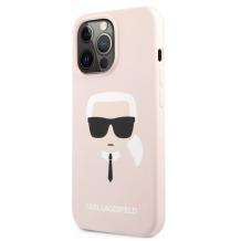 Оригинален силиконов гръб Karl Lagerfeld за Apple iPhone 13 6.1" - розов / Karl Head