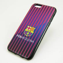 Силиконов калъф / гръб / TPU за Apple iPhone 5 / iPhone 5S / iPhone SE - синьо и червено райе / FC Barcelona