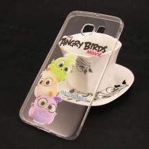 Ултра тънък силиконов калъф / гръб / TPU Ultra Thin за Samsung Galaxy S6 Edge G925 - прозрачен / Angry Birds / Hatchlings