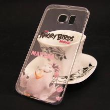 Ултра тънък силиконов калъф / гръб / TPU Ultra Thin за Samsung Galaxy S6 Edge G925 - прозрачен / Angry Birds / Matilda