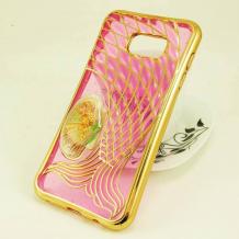 Луксозен силиконов калъф / гръб / TPU 3D за Samsung Galaxy A5 2016 A510 - цикламен / прозрачен със златисто / русалка
