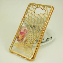 Луксозен силиконов калъф / гръб / TPU 3D за Samsung Galaxy A5 2016 A510 - прозрачен със златисто / русалка