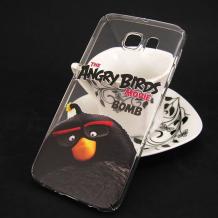Твърд гръб за Samsung Galaxy S6 G920 - прозрачен / Angry Birds / Bomb