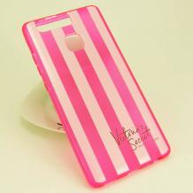 Силиконов калъф / гръб / TPU за Huawei P9 - розово райе / Victoria`s Secret