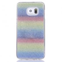 Луксозен силиконов калъф / гръб / TPU 2in1 за Samsung Galaxy S7 Edge G935 - цикламен / брокат / Art 1